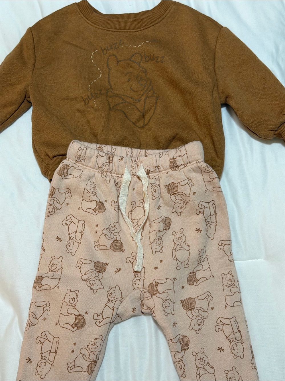 Old Navy Brown Sweatshirt and Pink Winnie-the-Pooh Joggers Set